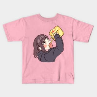 I draw cute anime girl eating chips / Menhera Shoujo Kurumi-chan Kids T-Shirt